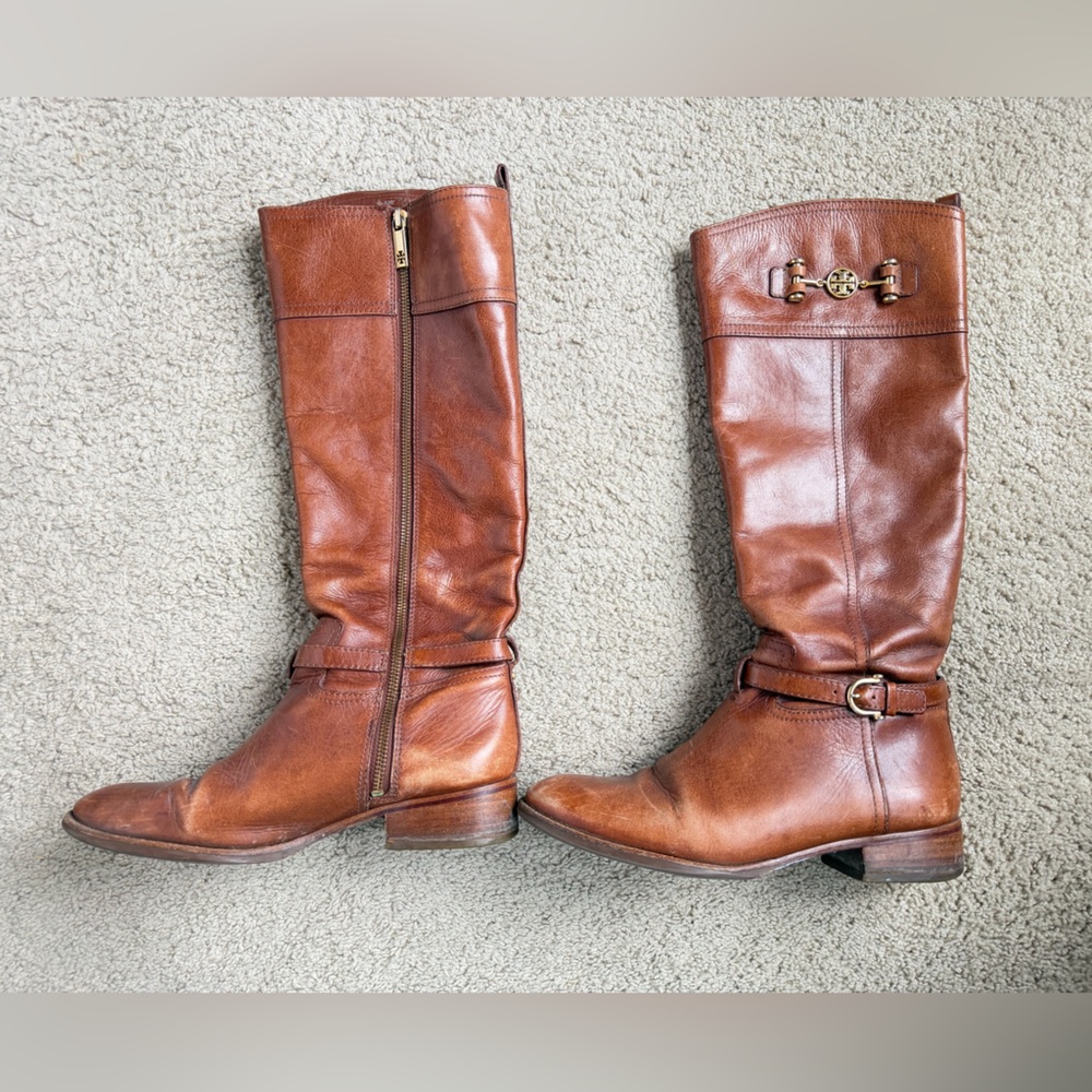 Tory Burch Brown Leather Knee-High Riding Boots - size 10